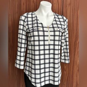 The Workshop Women’s 3/4 Sleeve Pullover Top Front Zip Size Small